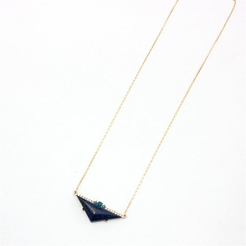 Natural Stoneinlay Triangle Short  Necklace