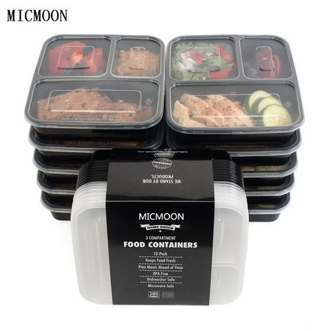 3 Compartment Food Storage Containers with Lids Bento Box Lunch Box Picnic Food Storage Box Microwave and Dishwasher Safe